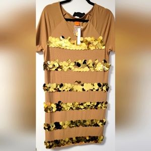 Joe, size large tan/gold dress